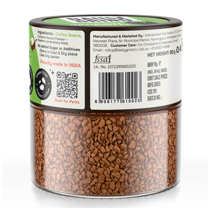 DAILYGRIND Hazelnut Instant Coffee Powder 50g | Medium Roast Freeze-Dried Pure Arabica Coffee Granules | For Mochas, Espresso, Cappuccino, Latte, Frappes | Hot & Cold Coffee (25 Cups)