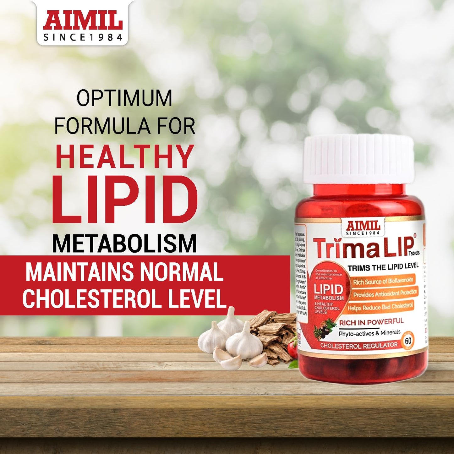 AIMIL TrimaLIP Cholesterol Lowering Tablets, 60 Tablets per Pack, For Healthy Cholesterol Levels
