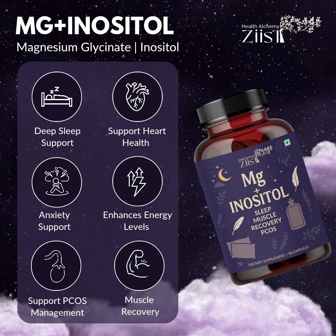 Ziist MG+ INOSITOL Magnesium Glycinate | Inositol Dietary Supplement | 90 Capsules
