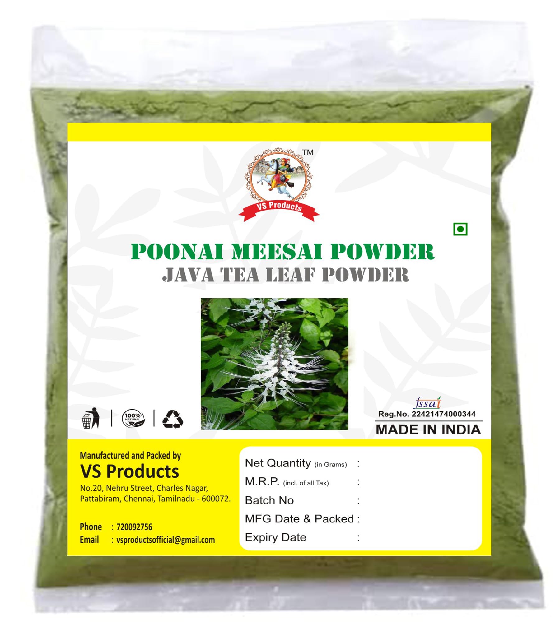 VS Products Poonai Meesai Powder(Orthosiphon Aristatus), 400g – Shahi Feast