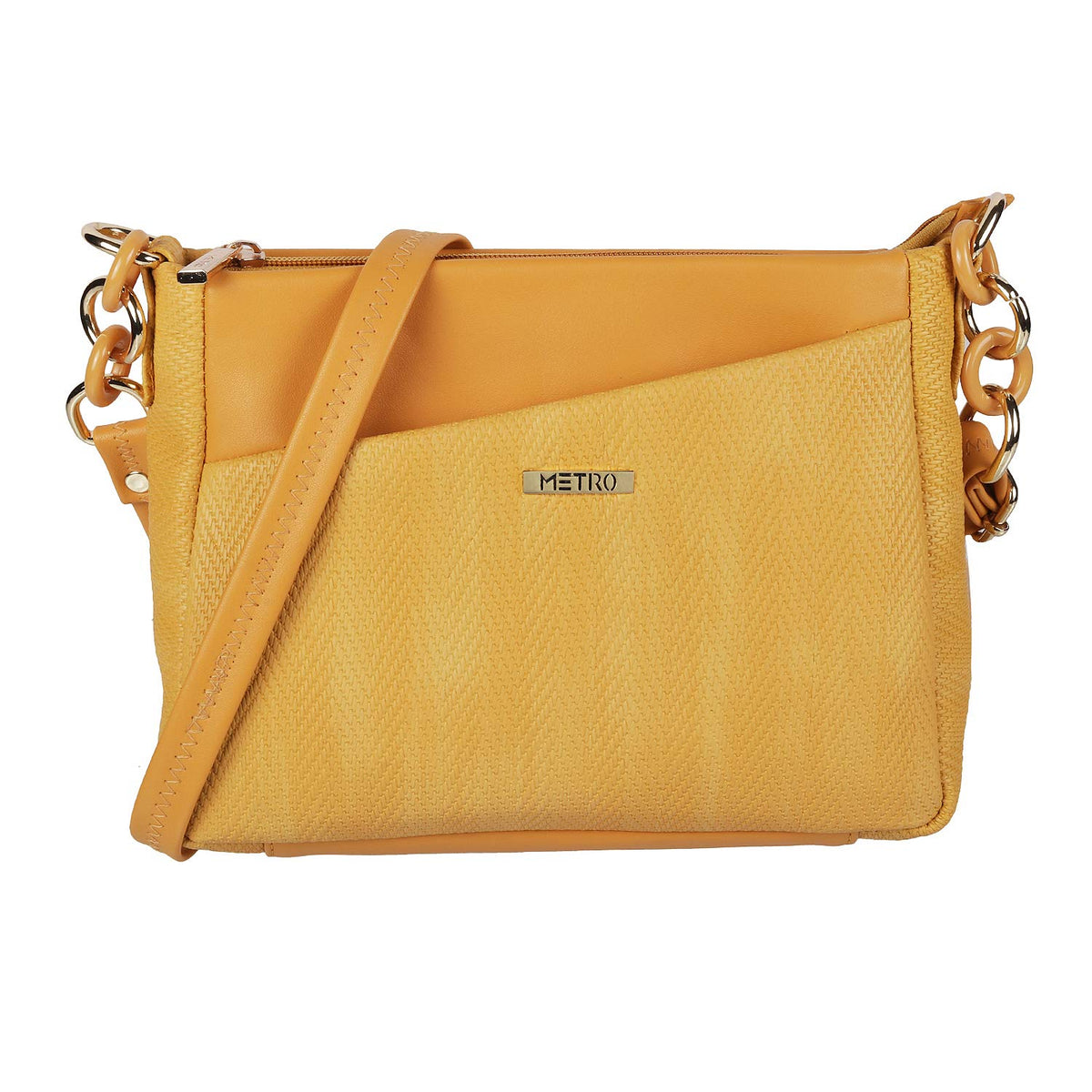 Metro Womens Synthetic Yellow Zip Top Sling (One Size)