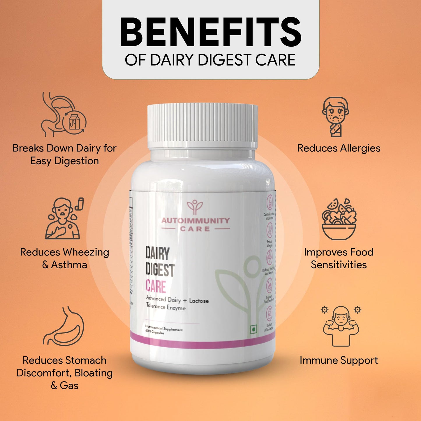 Autoimmunity care Dairy Digest Care | 9X Advanced Enzymes for Milk + Da- image 7