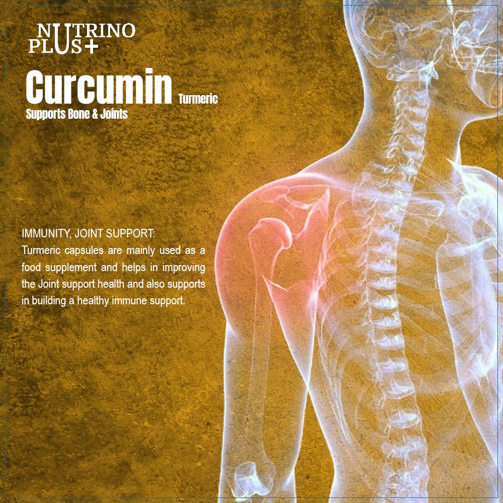 Nutrinoplus Curcumin 1000mg Supplement with Curcuminoids – 60 Veg Capsules | Good for Skin & Joint, Better Absorption, Boosts Immunity for Men & Women | Formulated in USA