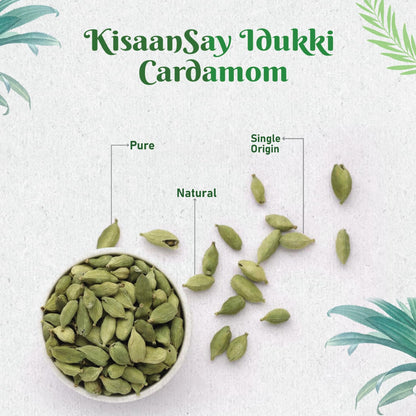 KisaanSay Idukki Cardamom 100 gm | Bold Size (7 to 8 mm) | Natural Elaichi | Distinctive Flavour & Aroma | No Artificial Colors | elaichi green