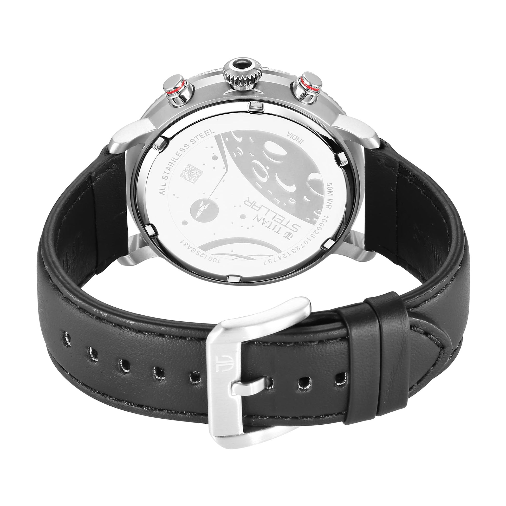 Titan Regalia Stellar Quartz Multifunction Black Dial Leather Strap Wat- image 6