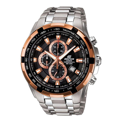 Casio Edifice EF-539D-1A5VDF Analog Black Dial Men Watch Silver Metal Strap (ED368)