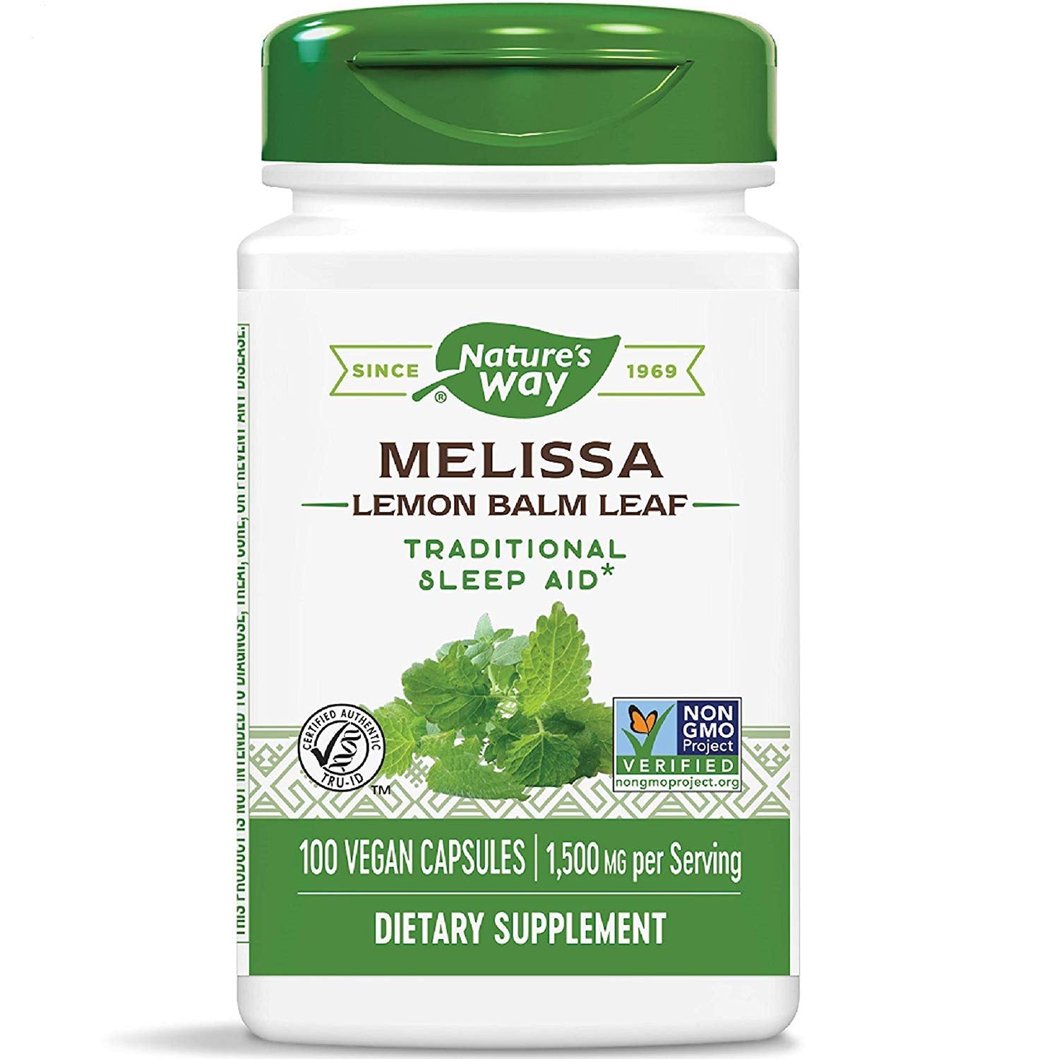 Nature's Way Melissa Lemon Balm Leaf 1500 mg 100 Vegetarian Capsules
