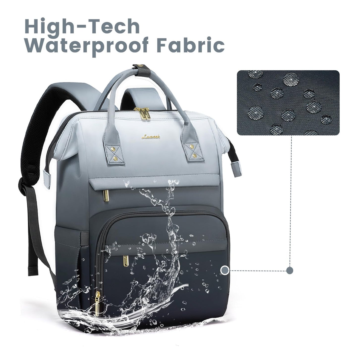 LOVEVOOK Laptop Backpack for Women, Black-white-gray Gradient, 17 Inch- image 5