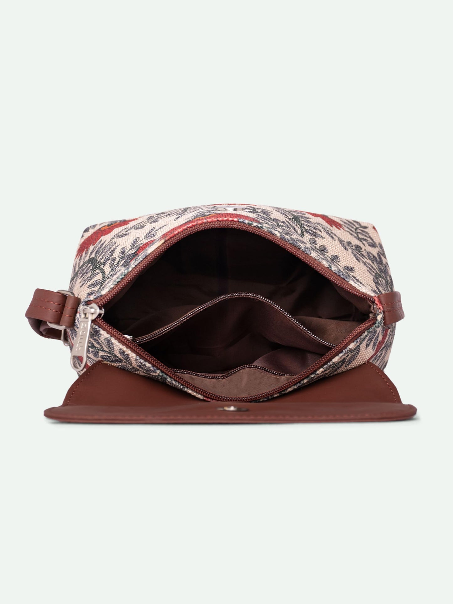 ZOUK Nawabi Couture Floral Printed Women’s Jute Sling Bag | Handcrafted Vegan Leather Multicolor Flap Shoulder Bag