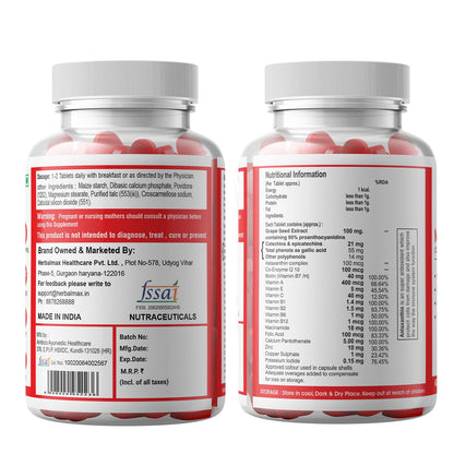 Herbal Max Multivitamin Tablets – 120 Tablets (Pack of 2) | With Zinc, Vitamin C, D3 & Multiminerals | Daily Immunity, Energy & Antioxidant Support | For Men & Women