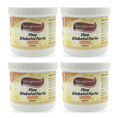 Hakim Suleman's Fina Diabetol Forte Premium Capsules – Herbal Support for Metabolism & Energy, Natural Supplement for Wellness - 60 Capsules Each (Pack of 4)