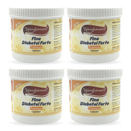 Hakim Suleman's Fina Diabetol Forte Premium Capsules – Herbal Support for Metabolism & Energy, Natural Supplement for Wellness - 60 Capsules Each (Pack of 4)
