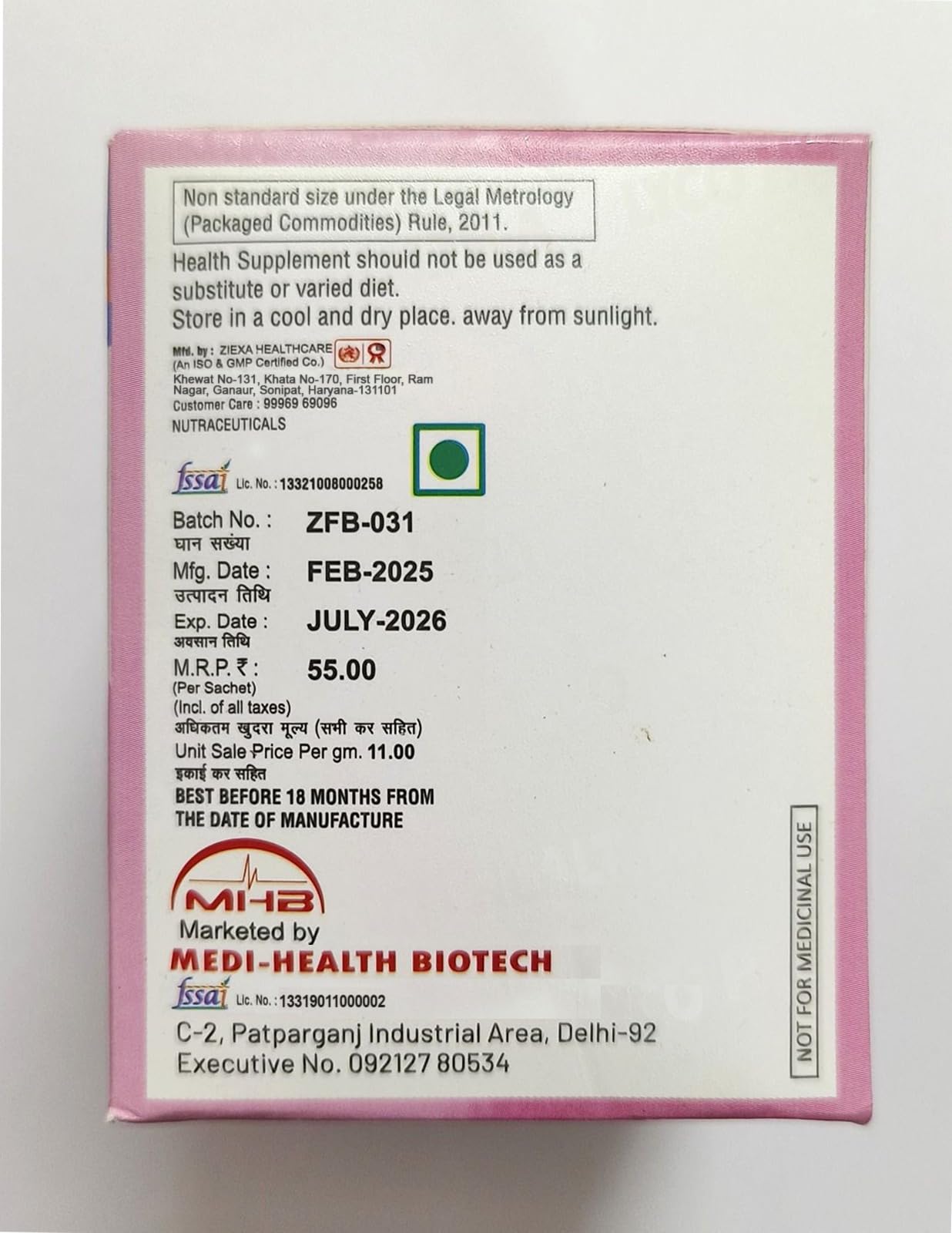 Virgo Healthcare Lyco Health-A, L-Arginine, Sugarfree (20 Sachets)