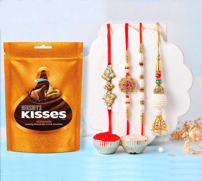 CraftVatika Rakhi Gift for Brother with Chocolate Gift Pack for Bhaiya and Bhabhi Kids, Rakhabandhan Gift pack for Bhaiya Bhabhi with Kisses Chocolate Combo, Rakshabandhan Premium Gift Set for Kids Boy (Design 1)