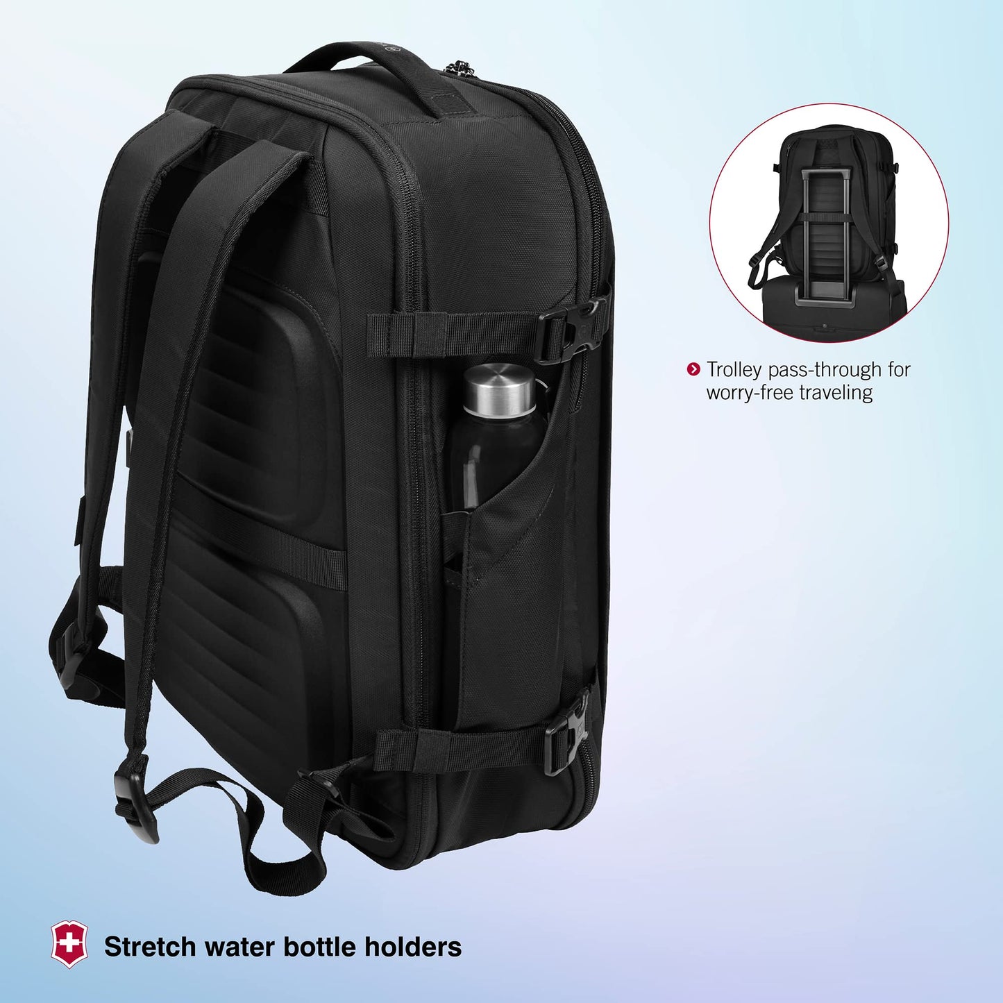 Victorinox, Crosslight Boarding Bag, 37 litres, Black, With 15.6 Inch Laptop Pocket, 612423|Backpack