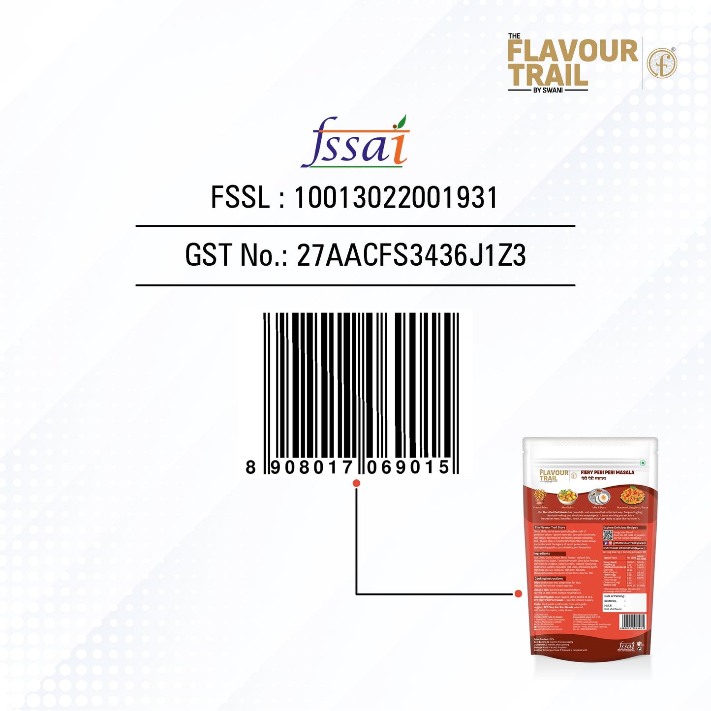 The Flavour Trail by Swani Fiery Peri Peri Masala/Piri Piri Masala/Multipurpose Seasoning - Pack Of 2, Organically Farmed | Hygienically Processed | Pesticide-Free "