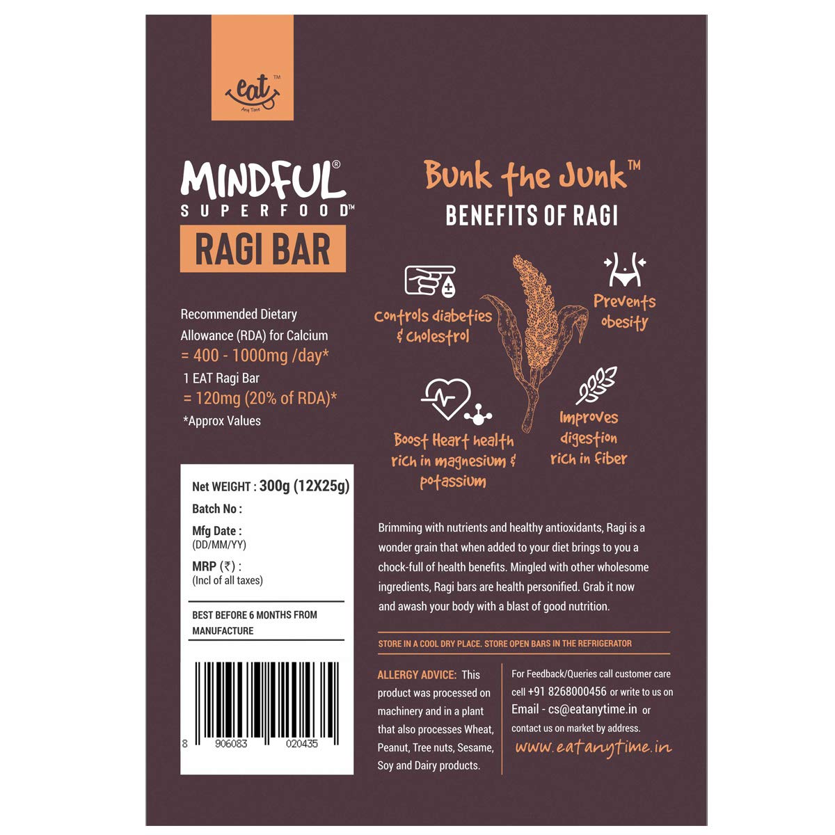 Eat Anytime Mindful Healthy Energy Ragi Bar | Gluten Free & High Fiber- image 2