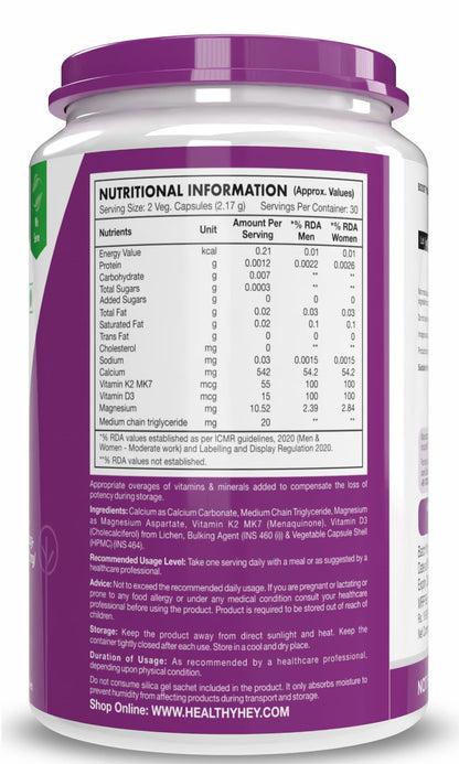 HealthyHey Nutrition Vegan Calcium with Magnesium, Vitamin D3 & Vitamin- image 9