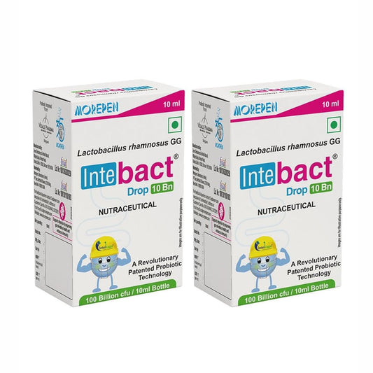 Morepen INTEBACT PROBIOTIC DROPS 10BN CFU|Supplement for Gut Health - 10 ml pack of 2