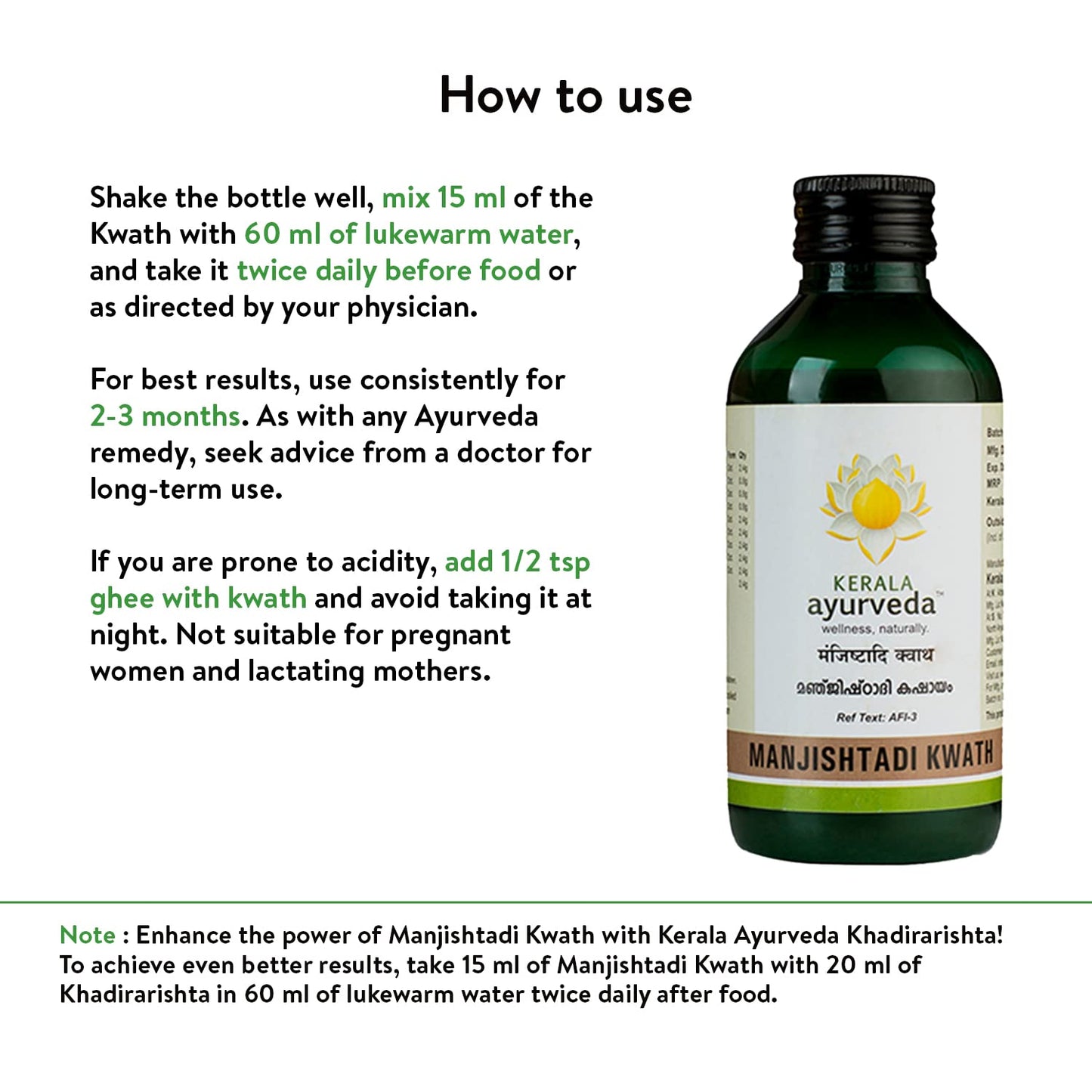 Kerala Ayurveda Manjishtadi Kwath 200 Ml With Manjishta, Triphala, Gudu- image 3