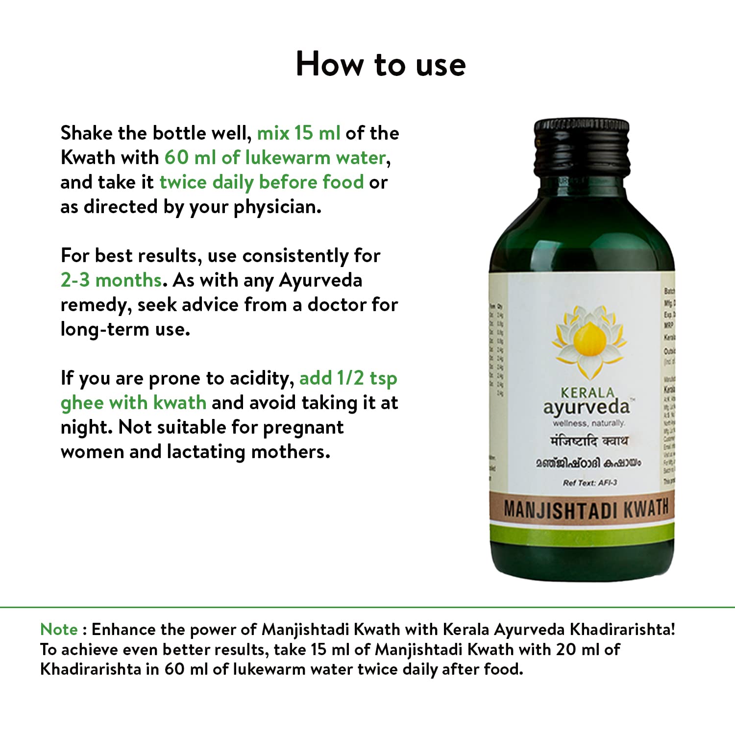 Kerala Ayurveda Manjishtadi Kwath 200 Ml With Manjishta, Triphala, Gudu- image 3