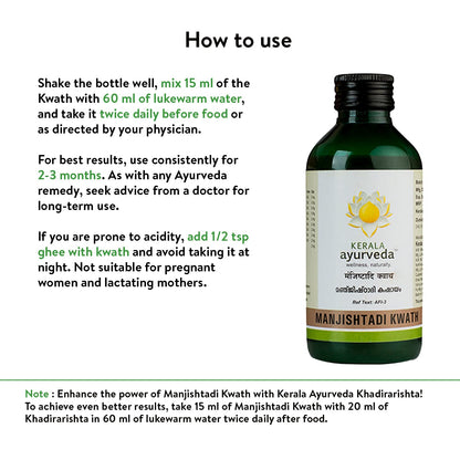 Kerala Ayurveda Manjishtadi Kwath 200 Ml With Manjishta, Triphala, Gudu- image 3