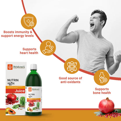 Krishna's Nutrin Juice, Rich Source Of Nutrients, No Artificial Colors or Flavors - 1000 ml Each (Pack of 2)