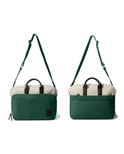 DailyObjects 100% Cotton Canvas Commute Laptop Messenger (11L) Unisex bag | Travel Shoulder Handbag With Trolley Sleeve | Metal Zip Closure, Leather Handles | Padded Laptop Compartment For 14"