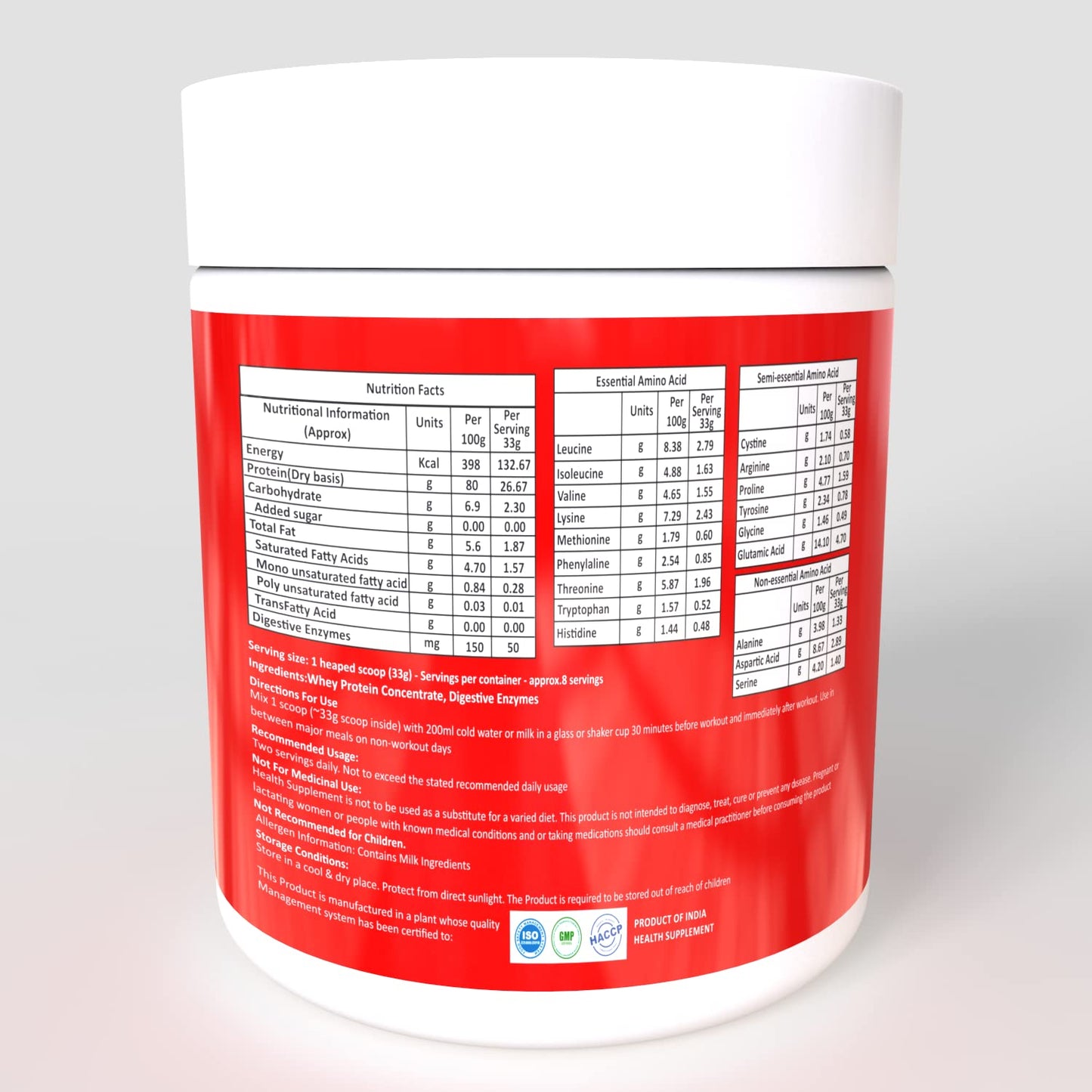Pro360 Raw Whey Protein – Unflavoured, 250g, 26.6g Protein + 5.97g BCAA per Serving