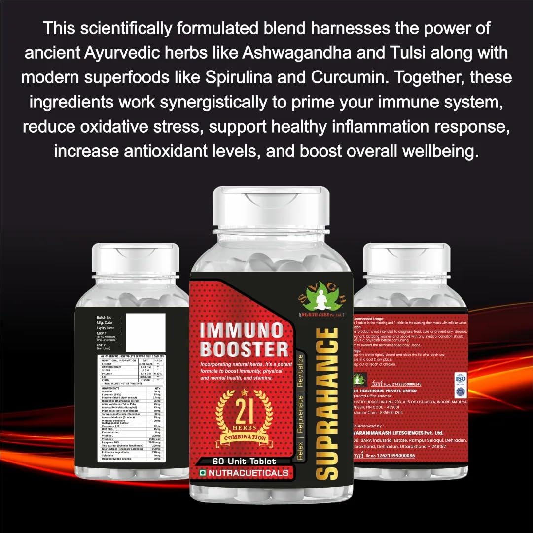 SVGH Health Care Suprahance Immuno Booster, Boost Overall Health – with Natural Ingredients, 60 Capsules – Men & Women