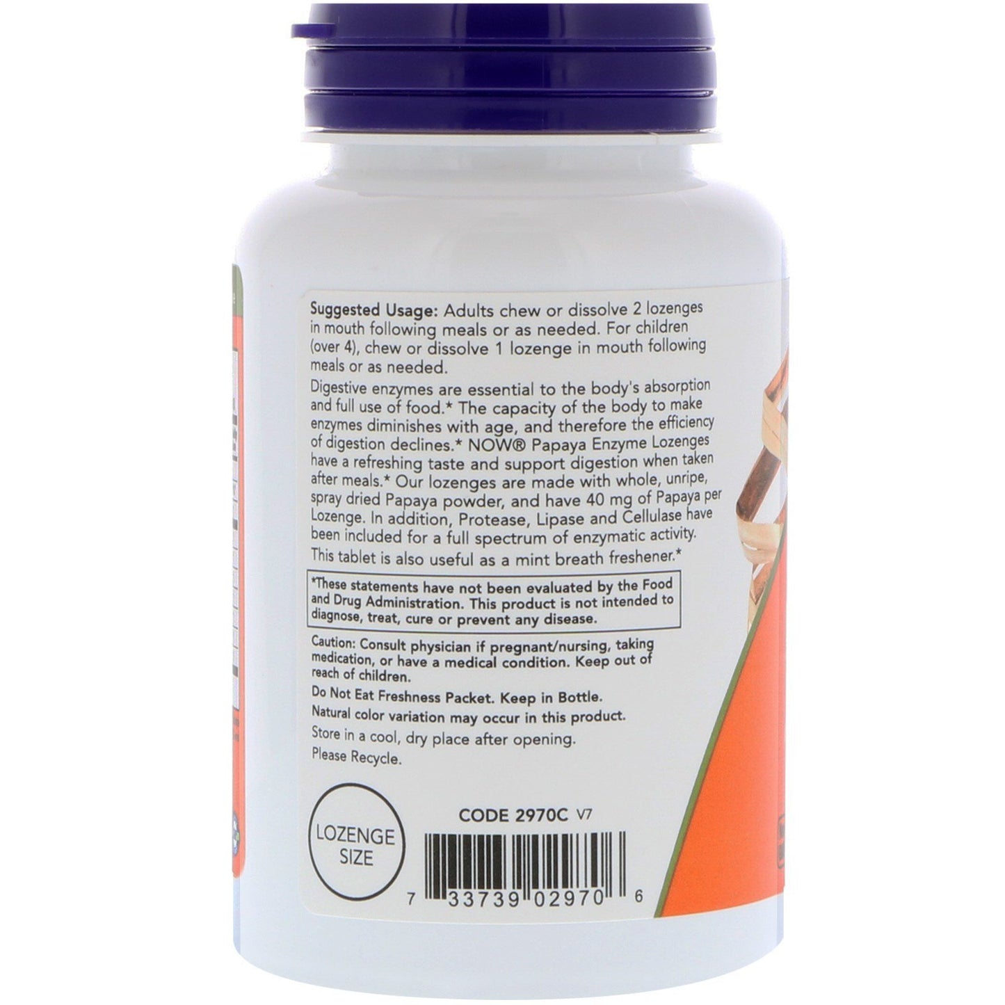 Now Foods, Chewable Papaya Enzymes, 180 Lozenges- image 2