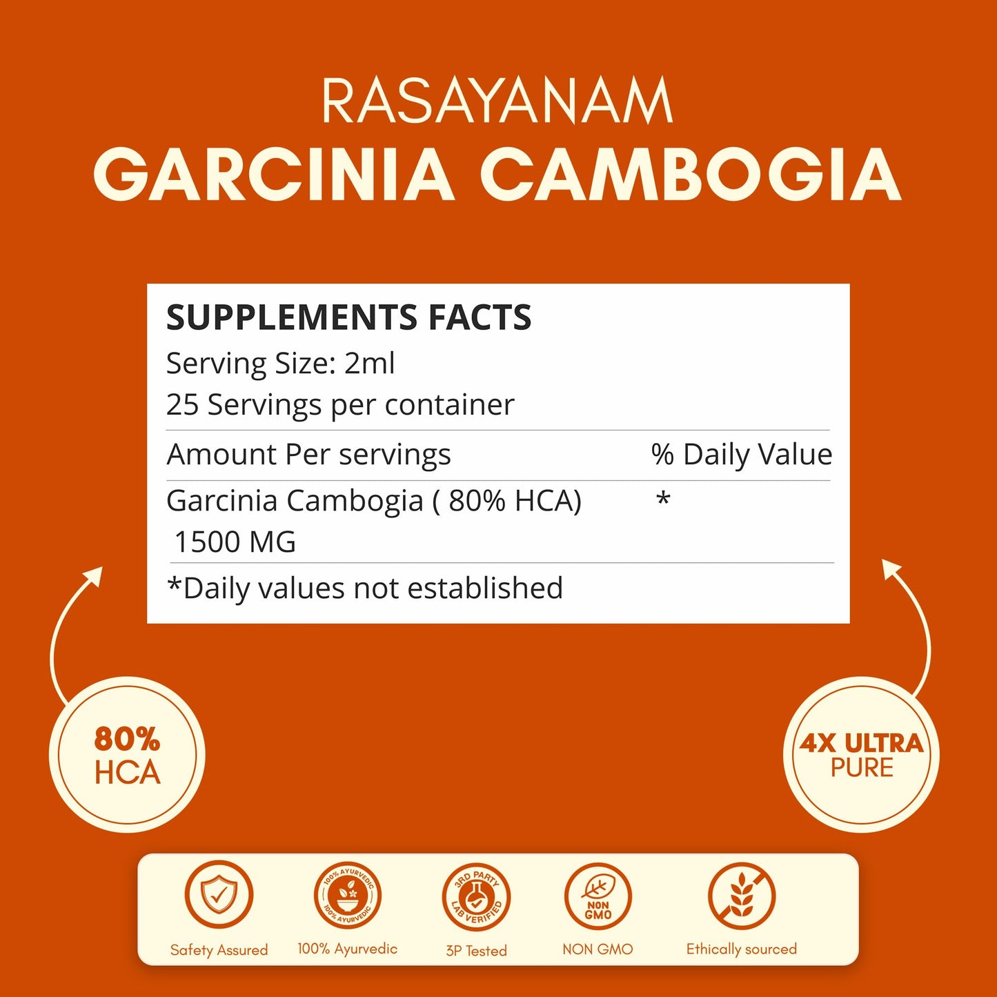 Rasayanam Garcinia Cambogia 1500mg (50 ml mango flavor) | Advance Keto weight loss & fat burn supplement for men & women | Stronger Than Pills & Capsules (80% HCA) | 4X Concentrated Liquid formulation