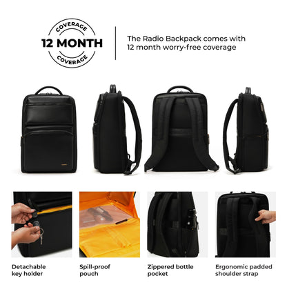MOKOBARA The Radio Backpack Water-Resistant 15.6" Laptop Bag with Luggage Sleeve for Work, Travel, and Daily Use - Suitable for Men and Women (Money Moves, Black)