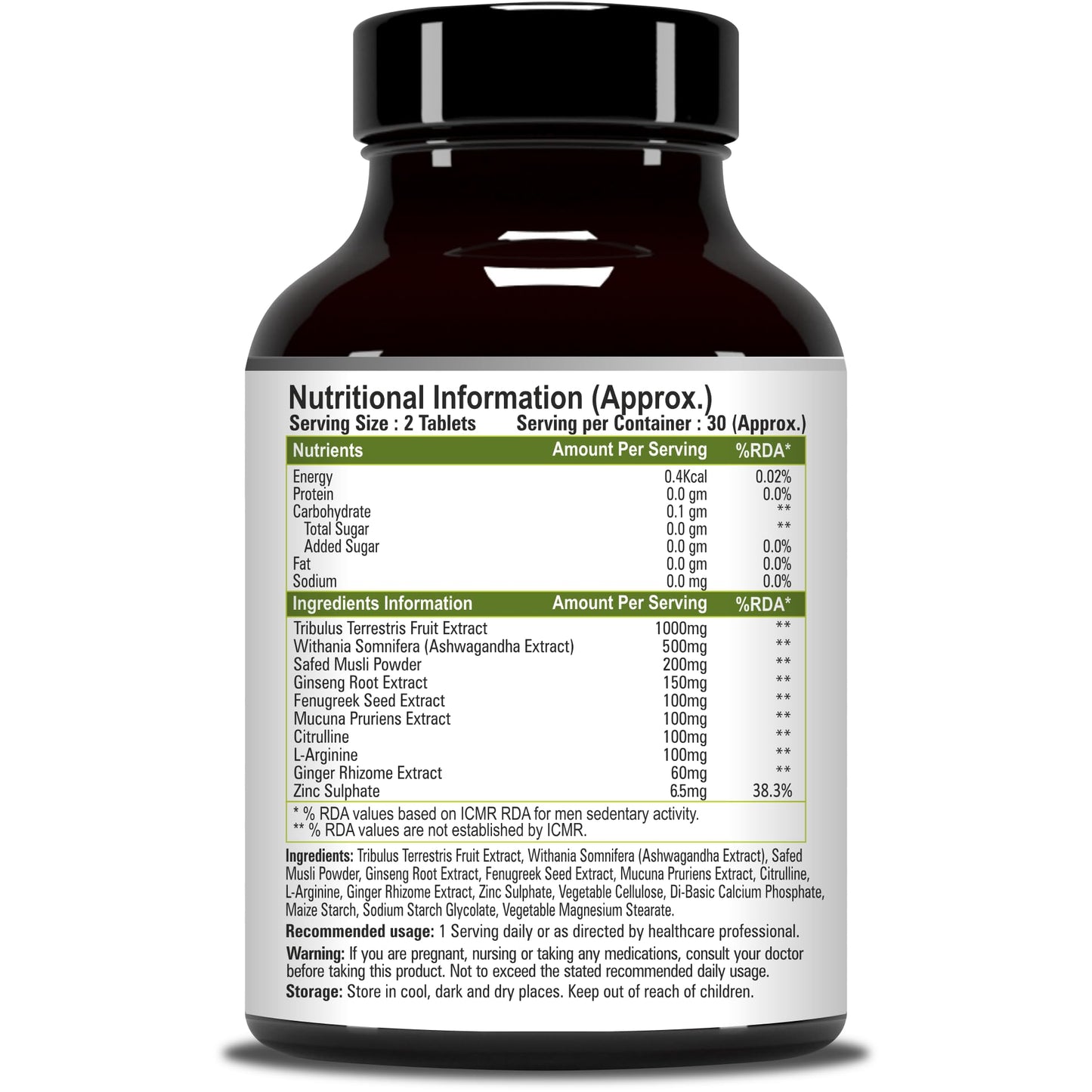 End2End Nutrition Testo-10X Natural Testosterone Booster for Men with Tribulus, L-Arginine, Ashwagandha and Safed Musli for Strength, Stamina, Energy and Muscle Gain – (Pack of 3) 30x3 Tablets