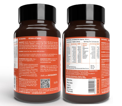 hk vitals 100% Magnesium Glycinate (1880mg) 120 Tablets | For Better Sleep Quality & Muscle Recovery with Multivitamin (60 Tablets)