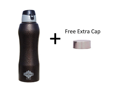 INDIAN ART VILLA Stainless Steel Water Bottle New Sipper Cap Antique Copper 1000 ML With one Extra Steel Cap