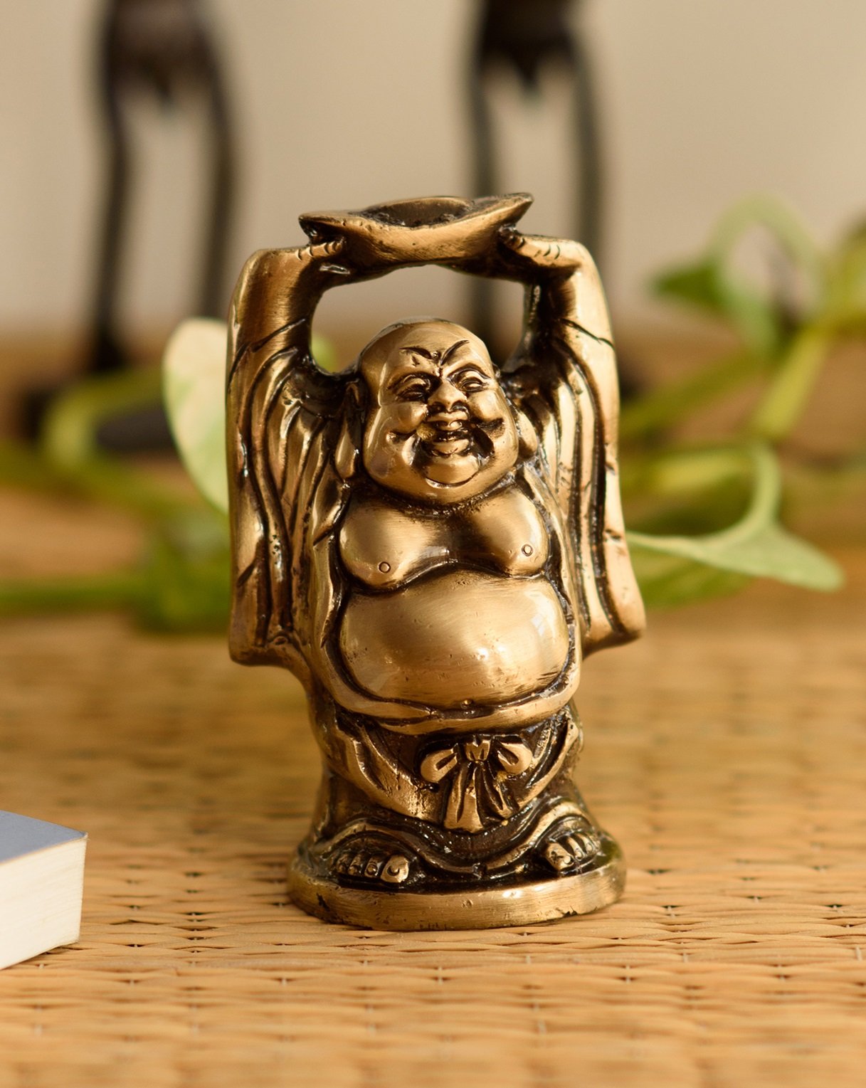 eCraftIndia Antique Finish Laughing Buddha Brass Showpiece (5 cm x 5 cm- image 4