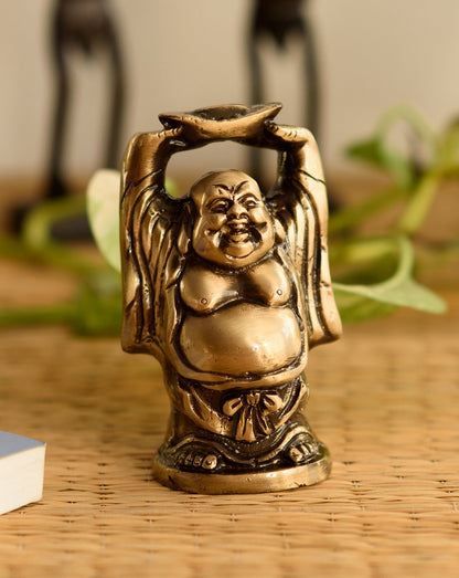 eCraftIndia Antique Finish Laughing Buddha Brass Showpiece (5 cm x 5 cm- image 4