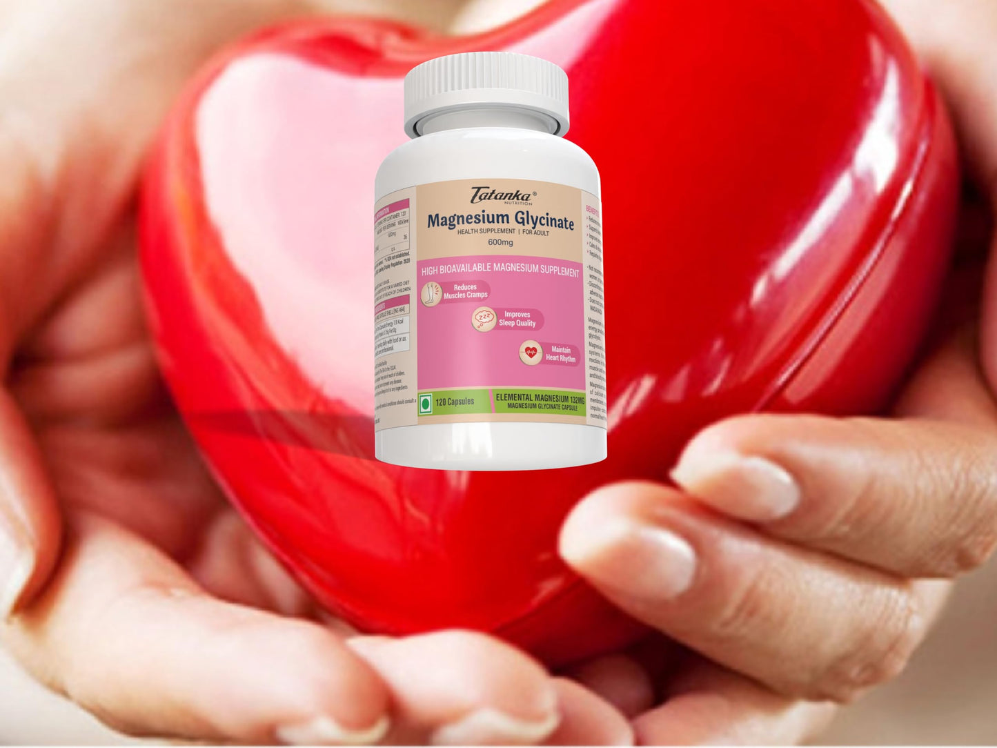Tatanka Nutrition Magnesium Glycinate 600MG per serving Highly Bioavailable | Helps Sleep & Heart Rhythm Reduces Muscle Cramps | Vegeterian Health Supplement for Adult (120 Capsules) Pack of - 3