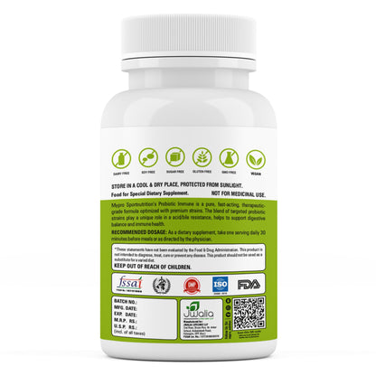 Mypro Sport Nutrition Probiotics Supplement 30 Billion FC Multi Strain Formula For Daily Probiotic Support Improves GI Immunity Helps To Maintain Healthy Digestive System For Men & Women 60-Capsules