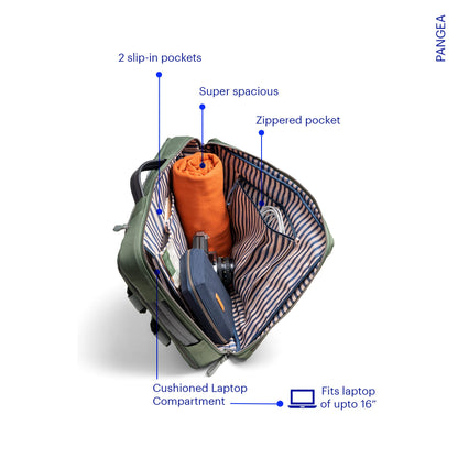 DailyObjects PET Kelp Meridian Convertible Briefpack (Backpack + Briefcase) (16L)| 100% Recycled | Fits any Laptop Upto 16 Inch | Lightweight Shoulder Backpack | Multiutility Bag with Trolley Sleeve