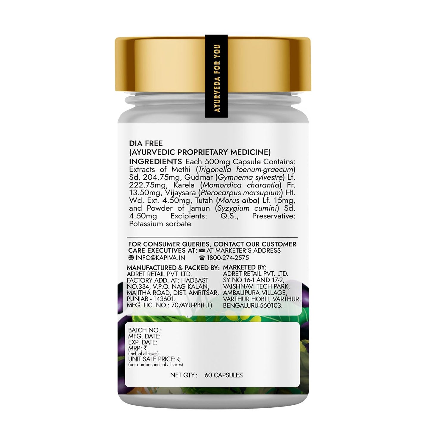 Kapiva Dia Free Capsules | Helps Manage Blood Sugar Levels With Karela,- image 2