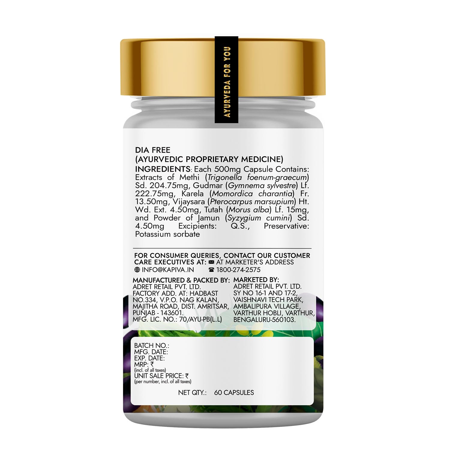 Kapiva Dia Free Capsules | Helps Manage Blood Sugar Levels With Karela,- image 2