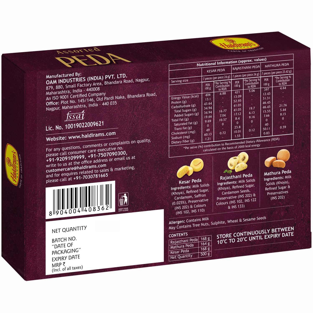 Haldiram’s Nagpur Assorted Peda Box (500 g) | Premium Indian Sweets | Festive Gift Pack | Traditional Mithai for Celebrations & Gifting