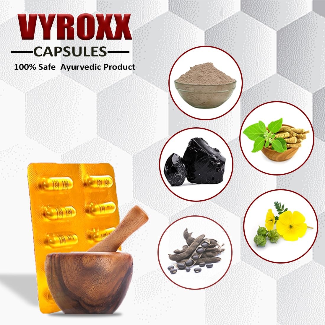 Vyroxx Ayurvedic for Shilajeet | Boost Performance | Power, Stamina, Strength | Power Healthy Supplement For Men | Lab Tested 30 (Pack of 3) Capsules