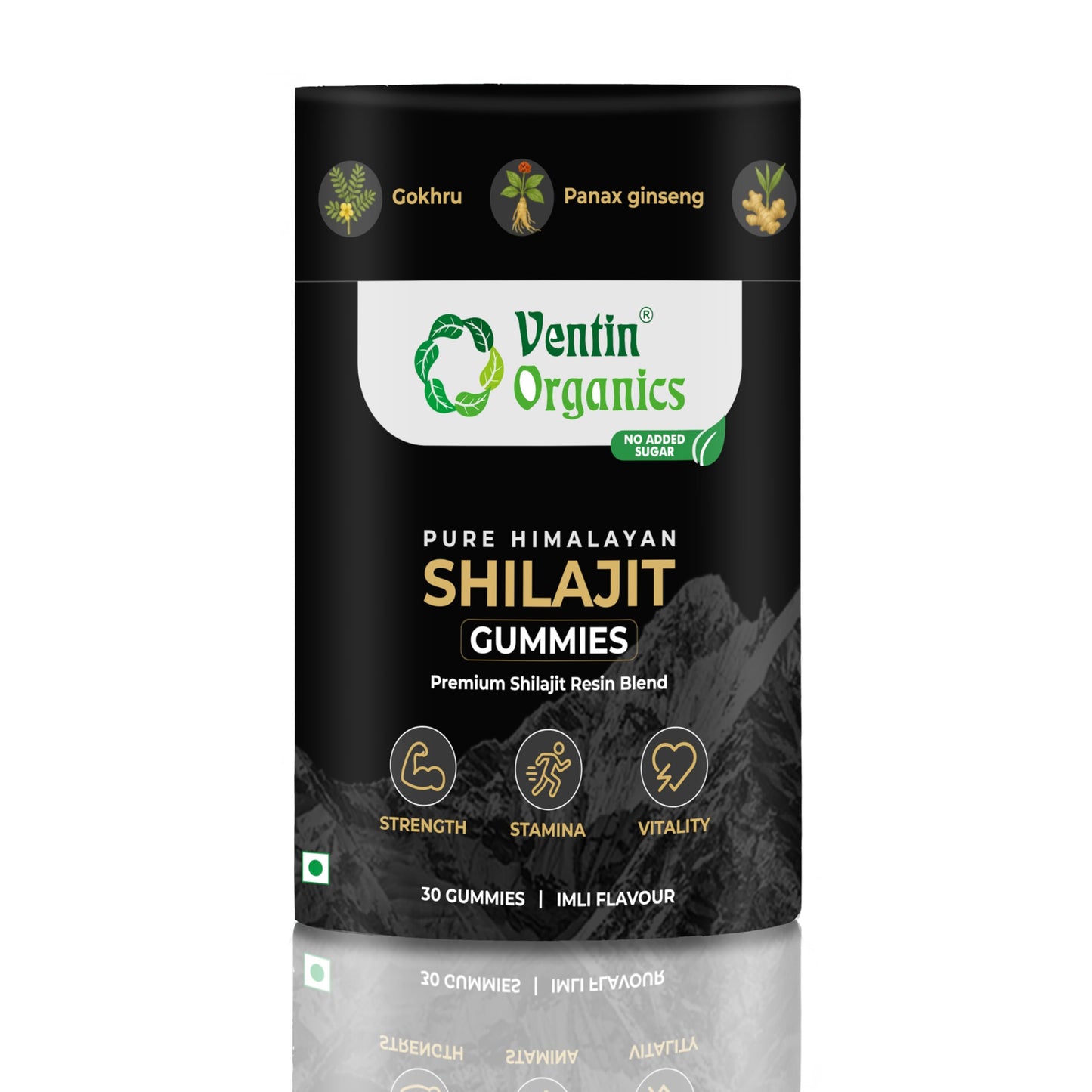 Ventin Organics Pure Himalayan Shilajit/Shilajeet Gummies | Resin Blend | With 75% Fulvic acid, KSM 66 Ashwagandha, Gokhru | Boosts Stamina, Strength & Vitality | No Added Sugar | 30 Gummies