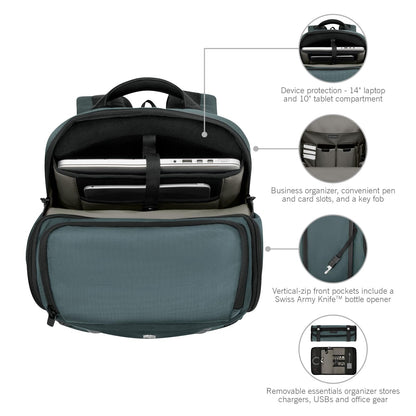 Victorinox Swiss Designed Backpack, Altmont Professional Fliptop Laptop Backpack, Storm, Dedicated Laptop and Tablet Compartment, Business Travel Office Bag For Men, Laptop Bag, 26 Litres, (653288)