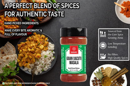 SARANZ Goan Xacuti Masala | Authentic , Traditional Goan Recipe | Used in Chicken ,Meat , Seafood ,Fish ,Vegetables ,Paste | No Preservatives | Rich & Strong Flavour (100 Grams Bottle)