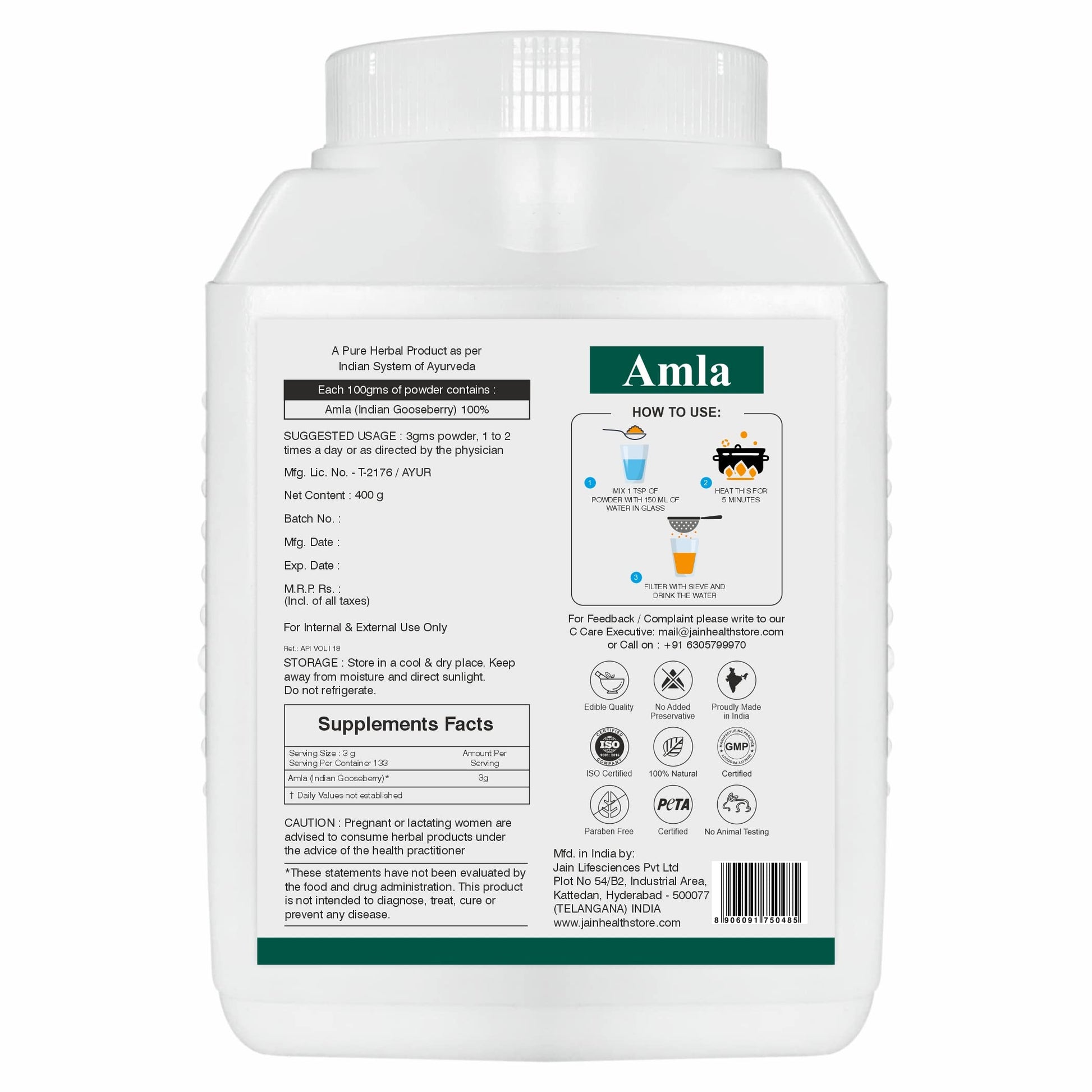 Jain Amla Powder 400g |100% Pure Phyllanthus Emblica Ayurvedic Herbal S- image 8