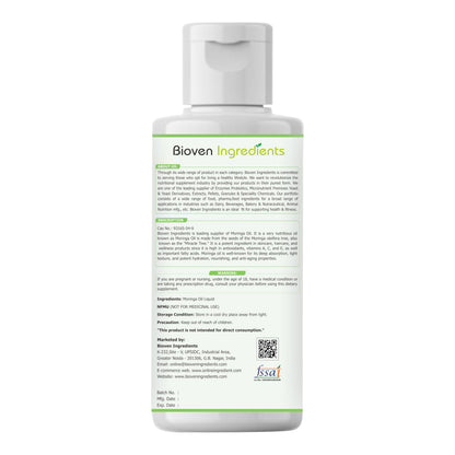 Moringa Oil | Premium Plant-Based Oil | Dietary Supplements, Fortified Foods & Nutritional Applications | Cosmetics, Personal Care & Hair Care | 125ml